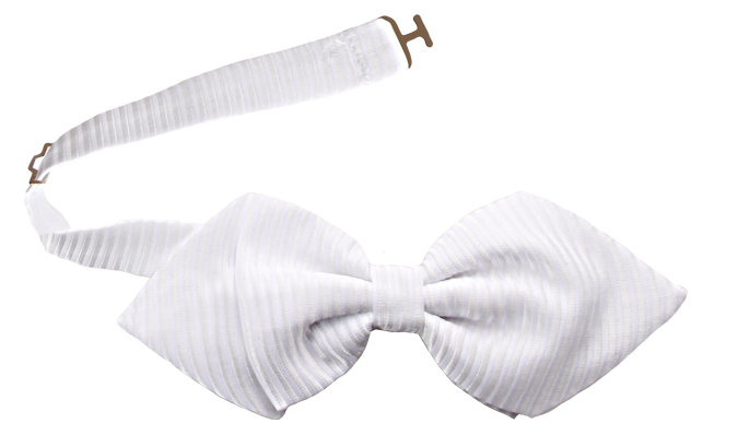 Bräutigamaccessoires Fliege- Frackfliege, geprägter weißer Satin Stoff