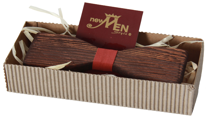 Bräutigamaccessoires Fliege, Holzfliege mit roten Stoffelementen