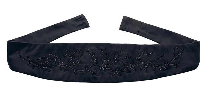 Bräutigamaccessoires Kummerbund in dunkelblauem Satin-Stoff mit Stickmuster